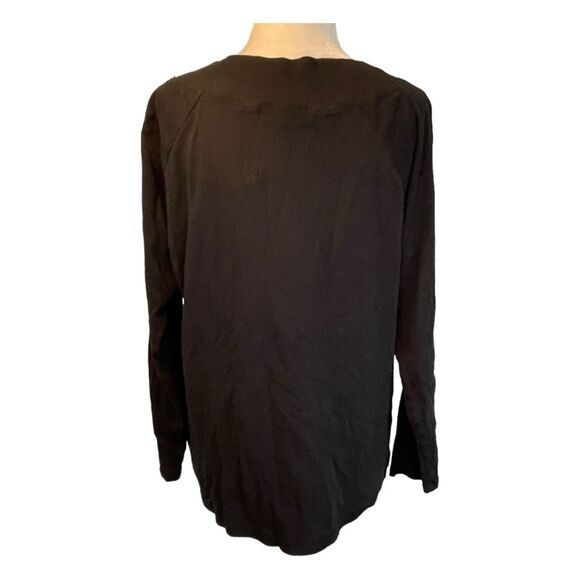 Lauren Ralph Lauren Leather Buckle Detail Sweater Black Cotton Knit Crewneck 1X - Picture 4 of 6